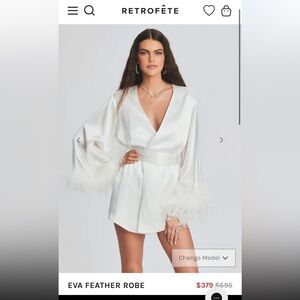 Retrofete White Eva Feather Robe XS